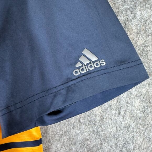 Adidas Golf Polo Shirt Men’s Large Blue Yellow Striped Short Sleeve Performance - Picture 2 of 7